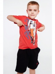 boys` red t-shirt with app