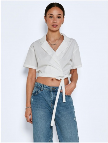 white wrap cropped blouse noisy may loone - women σε προσφορά