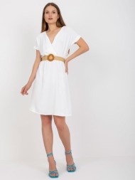 casual white dress with braided strap rue paris