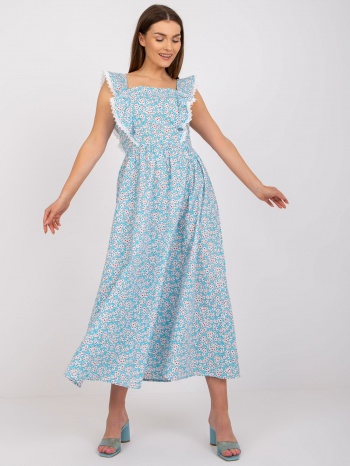 blue cotton maxi dress with print σε προσφορά