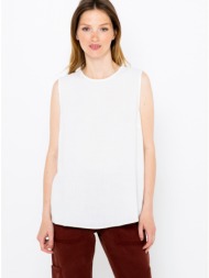 white loose blouse with lace detail on the back camaieu - women