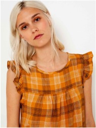 orange plaid blouse camaieu - women