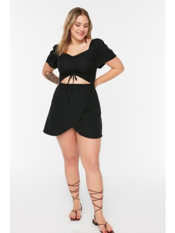 trendyol curve black ruffle and cutout detailed woven dress σε προσφορά