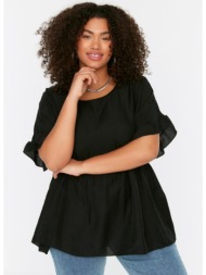 trendyol curve plus size blouse - black - regular fit