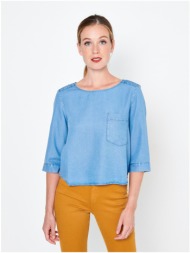light blue blouse with three-quarter sleeve camaieu - women