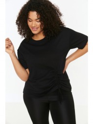 trendyol curve plus size t-shirt - black - regular fit