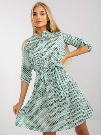 casual white-green dress with button fastening σε προσφορά