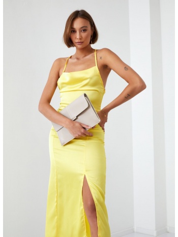 sensual yellow dress with open back σε προσφορά