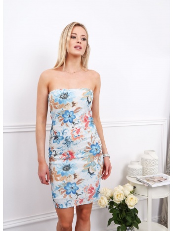 elegant fitted dress with blue flowers σε προσφορά