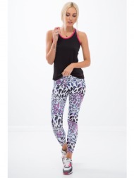 white sports leggings with leopard pattern