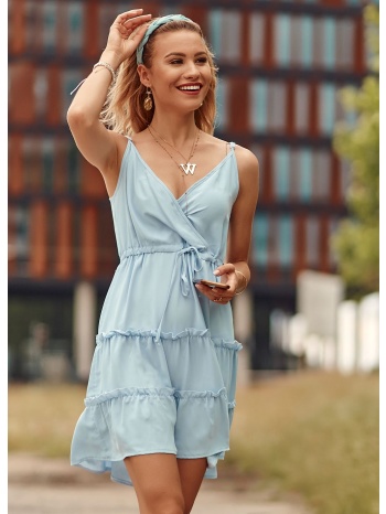 soft blue dress with clutch neckline σε προσφορά