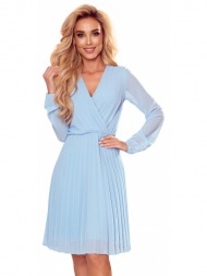 pleated dress with neckline and long sleeves numoco