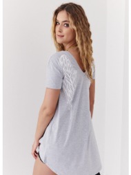 stylish light gray tunic with wings on the back in white