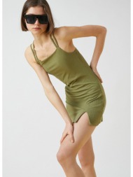 koton slit detailed body-covering thin strap mini dress