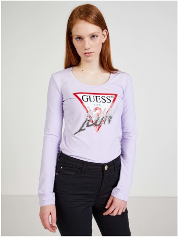 light purple women`s t-shirt with guess print - women σε προσφορά