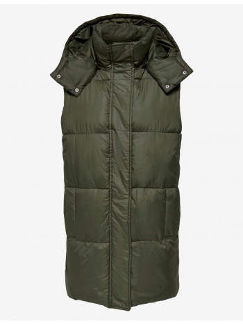 khaki quilted vest with detachable hood only demy - women σε προσφορά