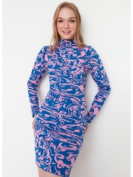 trendyol blue jacquard knitwear dress