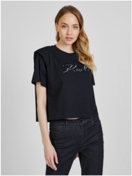 black women`s t-shirt with shoulder pads karl lagerfeld - women