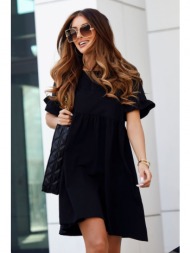black oversize dress with short sleeves