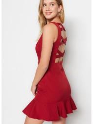 trendyol claret red back detailed dress