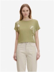 light green women`s t-shirt with tom tailor print - women