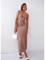 smooth maxi dress on hangers with coffee fly