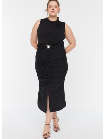 trendyol curve black belted knitted dress σε προσφορά