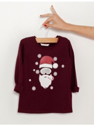 burgundy girls` t-shirt with christmas motif camaieu - girls