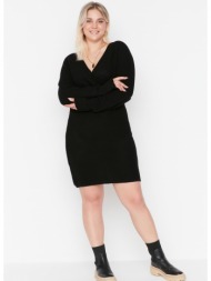 trendyol curve plus size dress - black - double-breasted