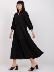 black flowing dress with cotton frills rue paris