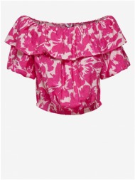 white-pink floral cropped blouse with ruffle only petra - women
