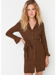 trendyol brown crowbar shirt dress
