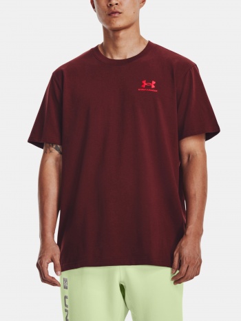under armour t-shirt ua logo emb heavyweight ss-red - men σε προσφορά