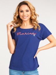 yoclub woman`s cotton t-shirt pkk-0086k-a110 navy blue