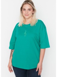 trendyol curve plus size t-shirt - green - regular fit
