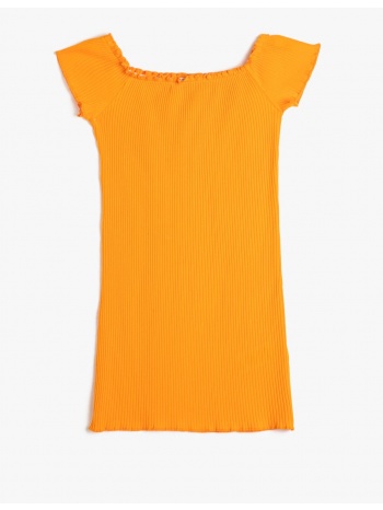 koton dress basic short sleeve square neck ribbed cotton σε προσφορά