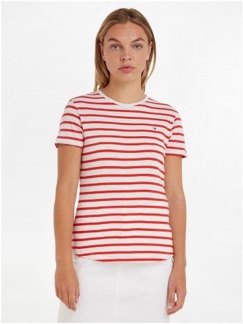 white and red women`s striped t-shirt tommy hilfiger - women σε προσφορά