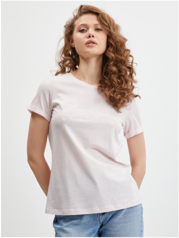 light pink women`s t-shirt guess agata - women σε προσφορά