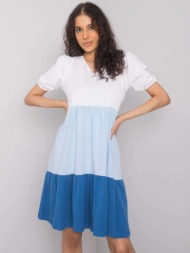rue paris white and blue cotton dress