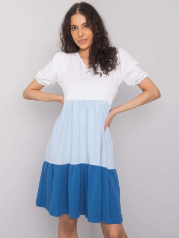 rue paris white and blue cotton dress σε προσφορά