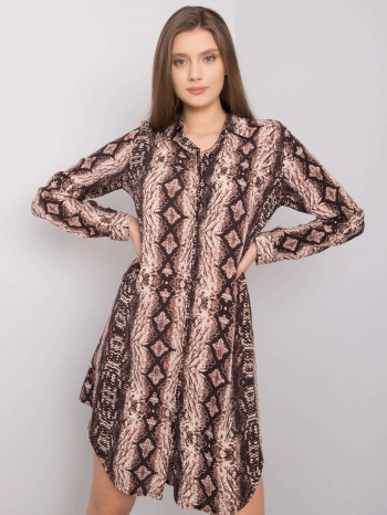 brown dress with patterns venice rue paris σε προσφορά