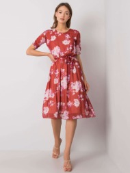brick dress with floral patterns