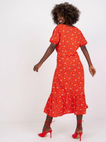 red midi dress for women with prints rue paris σε προσφορά