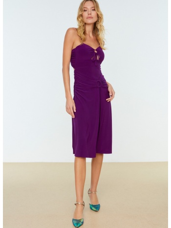 trendyol purple decollete detailed knitted dress σε προσφορά