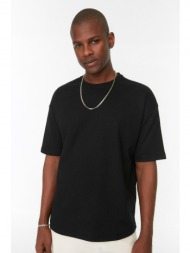 trendyol black men`s oversize crew neck short sleeve t-shirt