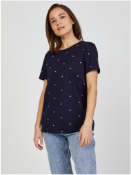dark blue women`s patterned t-shirt tommy hilfiger - women