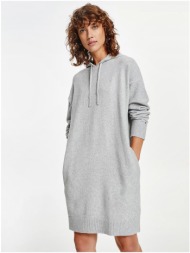 light gray sweater dress with hood tommy hilfiger - women