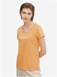 orange women`s annealed t-shirt tom tailor denim - women