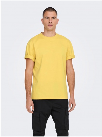 yellow mens basic t-shirt only & sons fred - men σε προσφορά