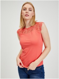 orange women`s t-shirt with lace orsay - women